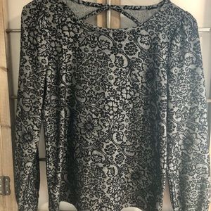 Loft Velvet Paisley Keyhole Top, Size XS